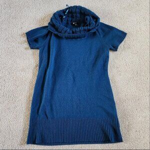 Teal cowl neck sweater dress / tunic.